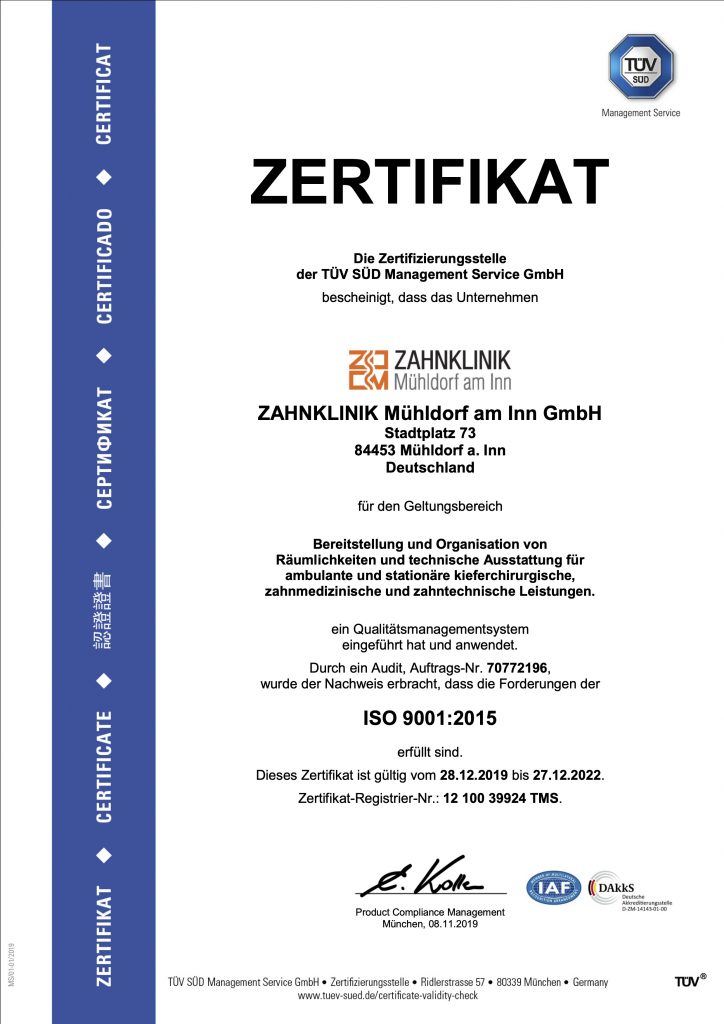 191114 ZKMaI_Tuev Sued Zertifikat ISO 9001